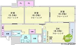 ル・ノール北24条通 3DKの間取図画像