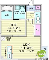 アルバグランデアサブ 1LDKの間取図画像
