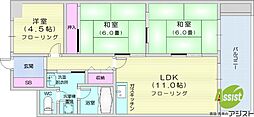 JIすすきのビル 3LDKの間取図画像