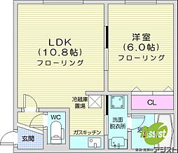 コート南円山 1LDKの間取図画像