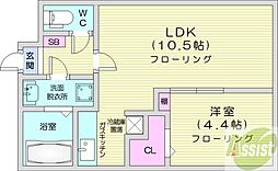 ティファーレ麻生 1LDKの間取図画像