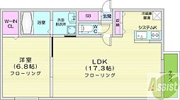 シャトーライフ中島公園1 1LDKの間取図画像