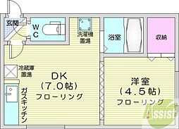 アムクレスト2422 1DKの間取図画像