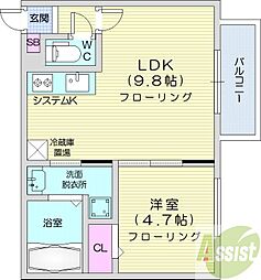 HTS東札幌 1LDKの間取図画像