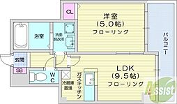 グランデ・ドール 1LDKの間取図画像