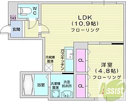 レクスベイル発寒 1LDKの間取図画像