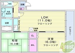 グランベルサ 2LDKの間取図画像