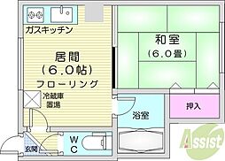 セ・ザンヌ1 1DKの間取図画像