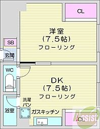 馬場コーポ 1DKの間取図画像