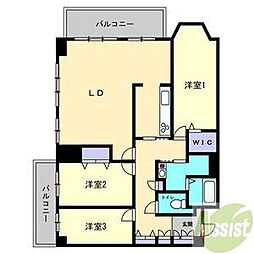 山鼻中央シティハウス 3LDKの間取図画像