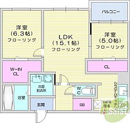 C-SELECTION.STELLA1 2LDKの間取図画像
