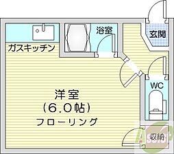 マンションうけな ワンルームの間取図画像