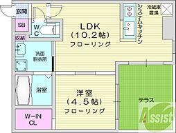 Lapislazuli山鼻 1LDKの間取図画像