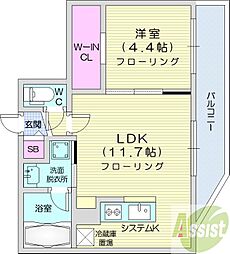 札幌市西区二十四軒三条3丁目マンション 1LDKの間取図画像
