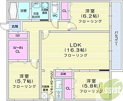 ZABOHILLSYAMAHANA 3LDKの間取図画像