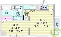 札幌レジデンス知事公館 1LDKの間取図画像