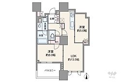 ドゥ・トゥールEAST棟 2LDKの間取図画像