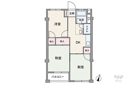間取りは専有面積50.22平米の3DK。バルコニー面積は10.9平米です。