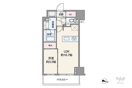 1LDK 間取り