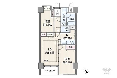 2LDK 間取り