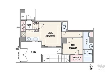 1LDK 間取り