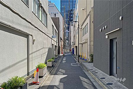 敷地の東側前面道路(北側から)