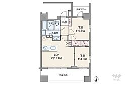 ブランズ南麻布 2LDKの間取図画像