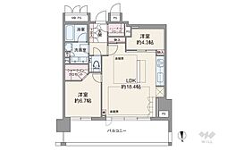 パークホームズ南麻布ザレジデンス 2LDKの間取図画像