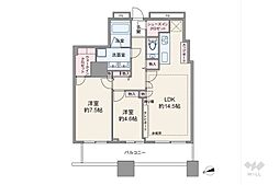 クレストプライムタワー芝 2LDKの間取図画像