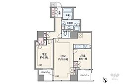 パークコート赤坂桜坂 2LDKの間取図画像
