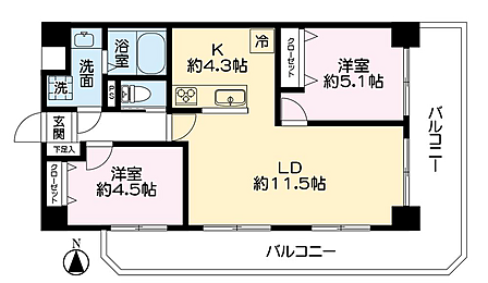 2LDK 間取り