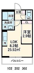 GRADUS川口元郷 1LDKの間取図画像