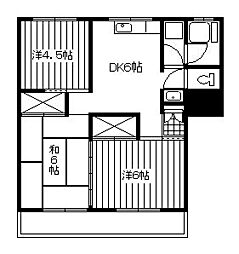 酒井マンション 3DKの間取図画像