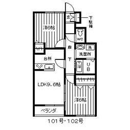 ウィンヒルズトミタA 2LDKの間取図画像