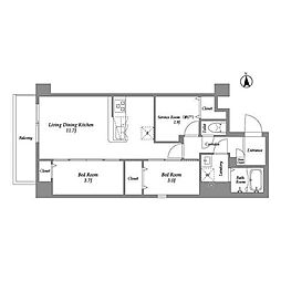 グランカーサ葛西 2SLDKの間取図画像