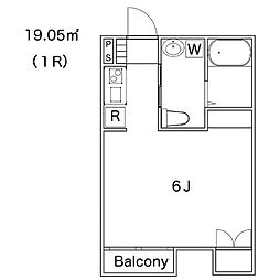 GattiNa ワンルームの間取図画像
