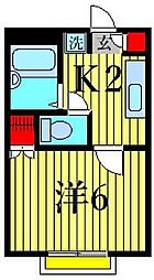 アムール 1Kの間取図画像