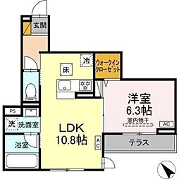 DーClair 1LDKの間取図画像