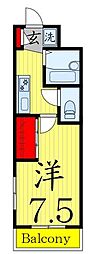 ヴィクトリアン 1Kの間取図画像