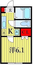ディアロック2 1Kの間取図画像