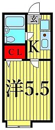 サニーコート北葛西B 1Kの間取図画像