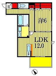 コルティーレ本中山 1LDKの間取図画像