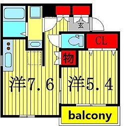 ラ・ポール 1DKの間取図画像