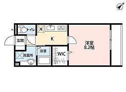ジェンティーレトリヤマ3 1Kの間取図画像