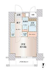 プレール・ドゥーク東京EAST3 1Kの間取図画像