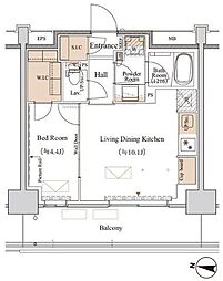 ブランシエスタ木場 1LDKの間取図画像