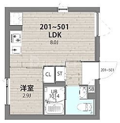 ベルシードステアー押上 1LDKの間取図画像