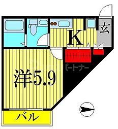 プレール・ドゥーク錦糸町2 1Kの間取図画像