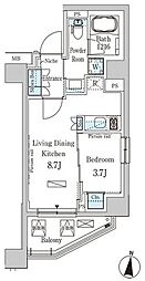 パークアクシス木場キャナルイースト 1LDKの間取図画像