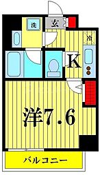 プレミアムキューブ両国デュー 1Kの間取図画像